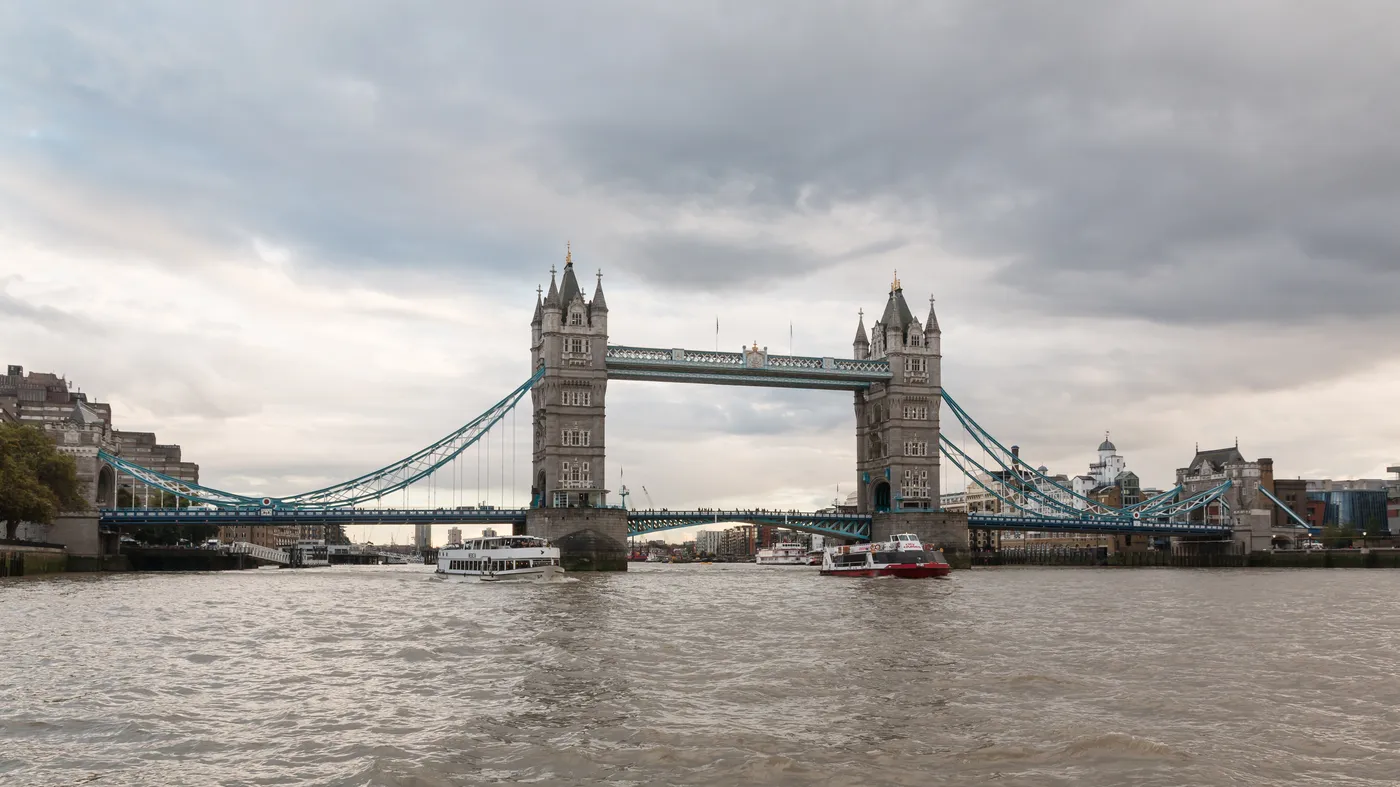 Tower Bridge over the River Thames beside the Tower of London
